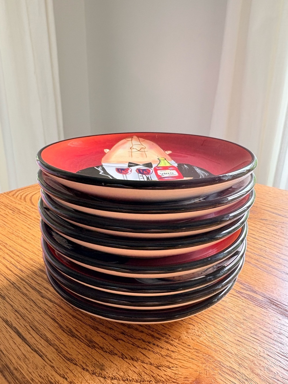 Certified International Tracy Flickinger set of 8 Oil and Vinegar plates-